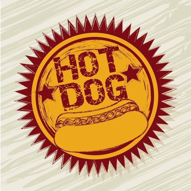 Hot dog label over beige background vector illustration