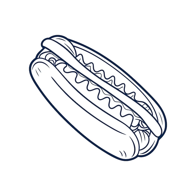 hot dog line art vector illustration