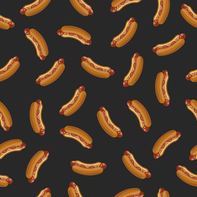 Hot dog pattern on blackbackground