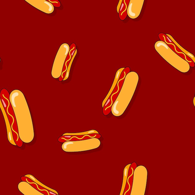 Hot dog seamless pattern Vector hot dog background for design