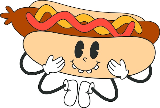 Hot Dog Smiling Character