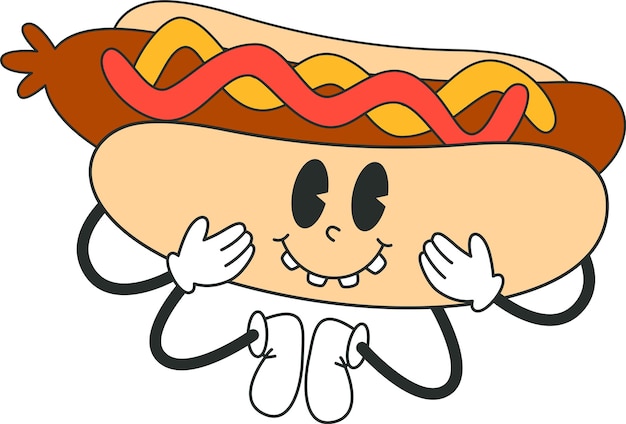 Vector hot dog smiling character