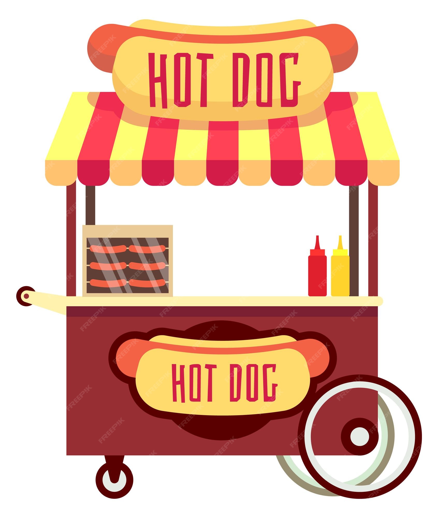 Premium Vector | Hot dog stand cartoon street food cart Premium Vector | Hot dog stand cartoon street food cart