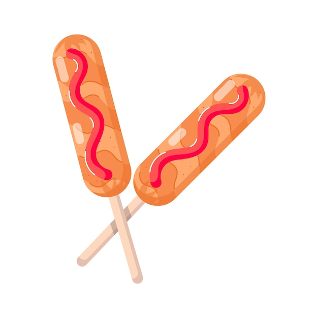 Vector a hot dog and a stick with the letter v on it