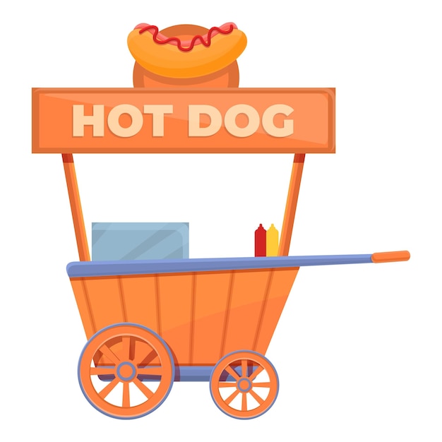 Vector hot dog street car icon cartoon of hot dog street car vector icon for web design isolated on white background