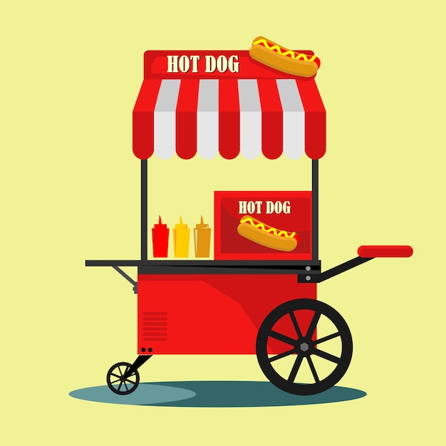 Vector hot dog street cart