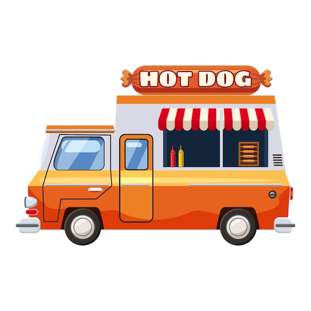 Vector hot dog van mobile snack icon cartoon illustration of hot dog van mobile snack vector icon for web