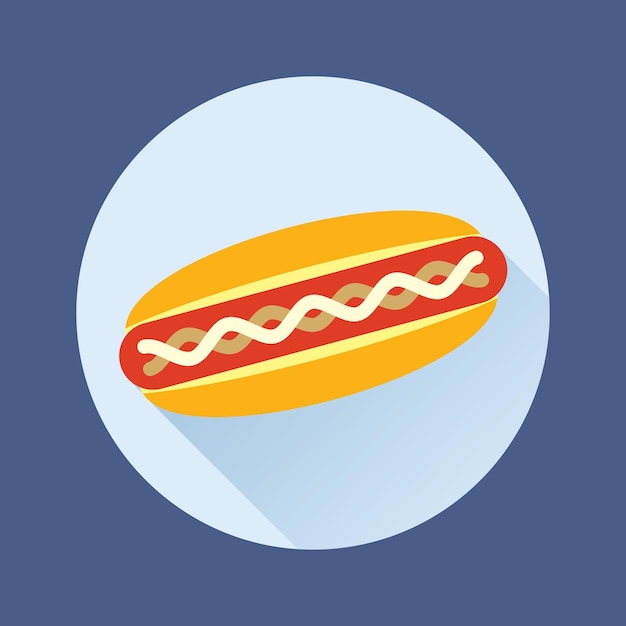 Vector hot dog vector flat icon in circle