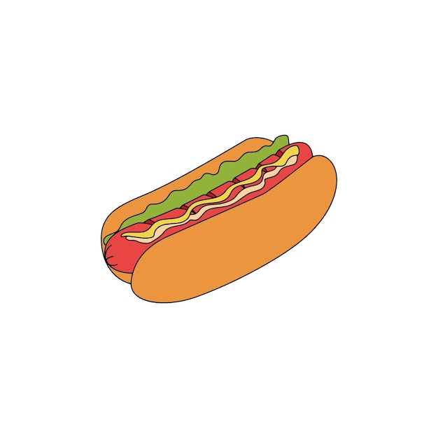 Illustrazione vettoriale di hot dog su sfondo bianco.