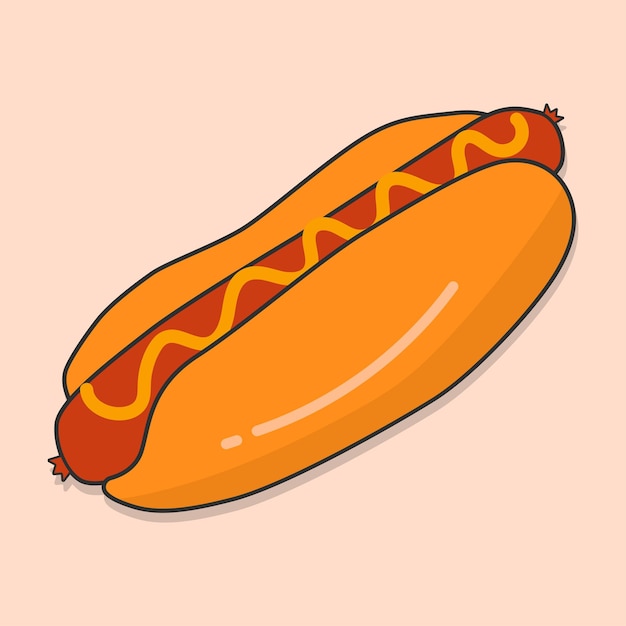 Hot Dog vector on a orange background Vector illustration