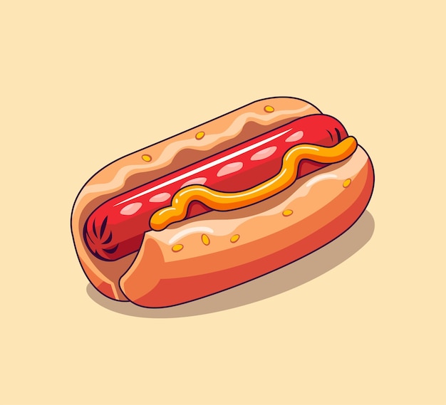 hot dog with mustard vector illustration