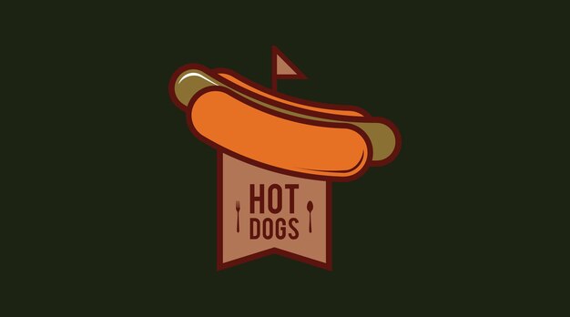 Vettore di concetto di logo di hot dog. modello di logo di fast food