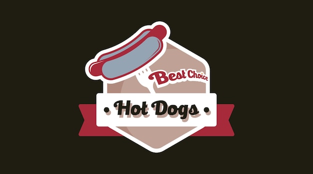 Vettore di concetto di logo di hot dog. modello di logo di fast food