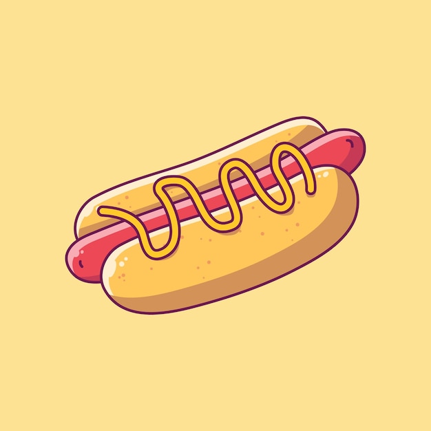 Hot dogs with mayonnaise sauce vector flat illustration