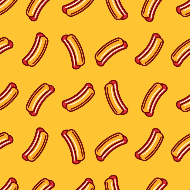 Vector hot dogs on yellow background