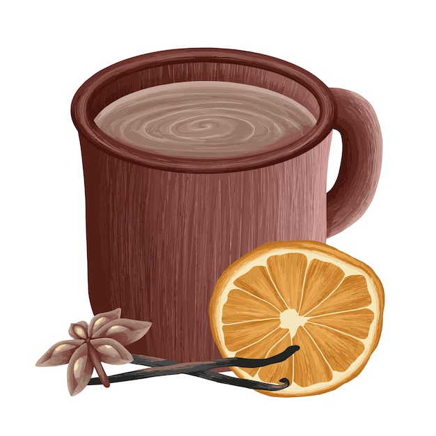 Vector hot drink with winter seasonings. vector art