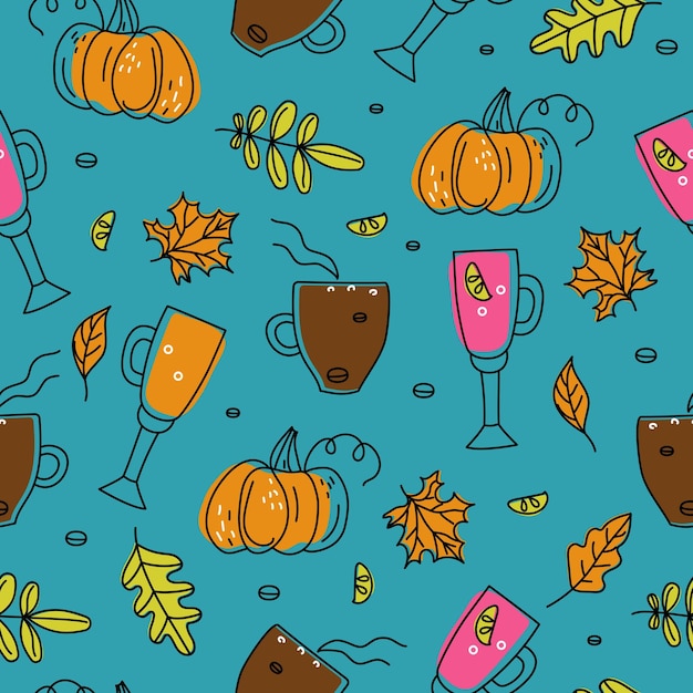 Vector hot drinks pattern