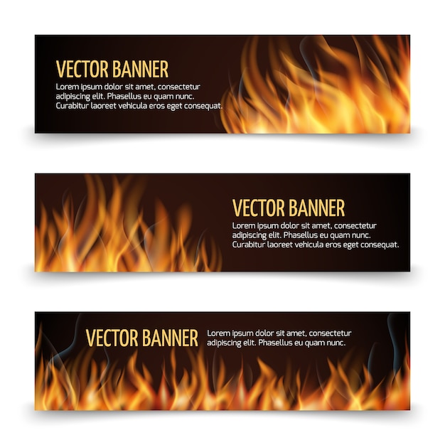 Vector hot fire advertisement vector horizontal banners set
