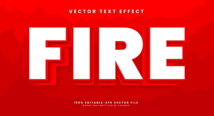 Vector hot fire editable text style effect vector text effect