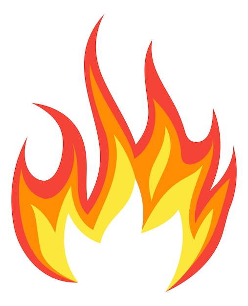 Значок горячего огня Мультяшный костер или пламя костра