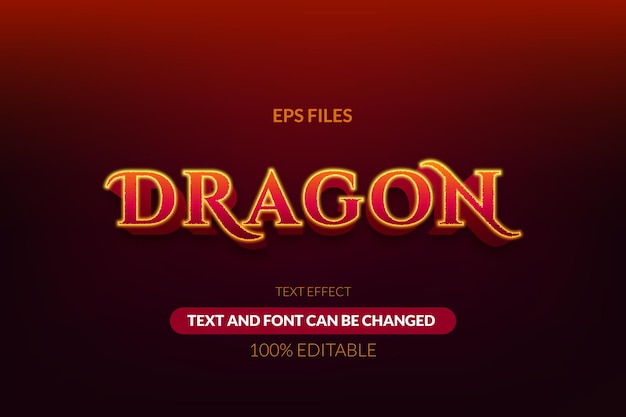 Горячее пламя огонь красный дракон мифический редактируемый текстовый эффект eps векторный файл
