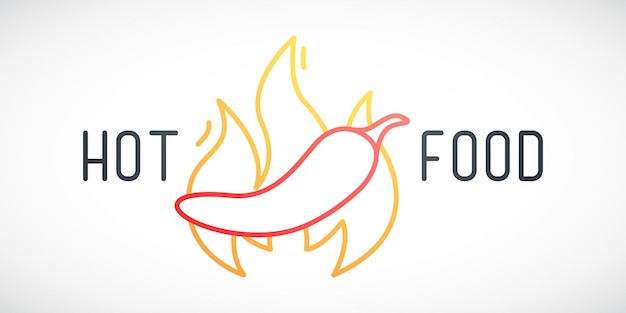 Vector hot food line icon chili fire