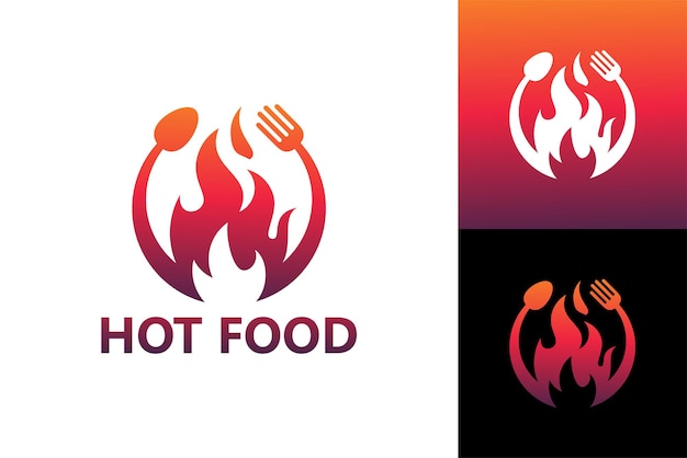 Hot food logo template premium vector