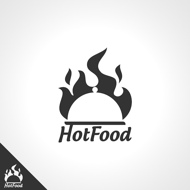Vector hot food logo template with silhouette style