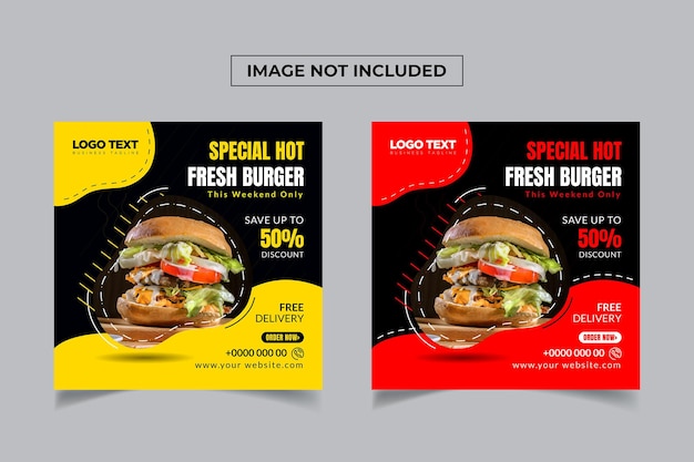 Hot and fresh burger social media post Template