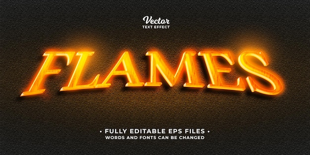 Vector hot glowing fire flames text effect editable eps cc words and fonts can be changed