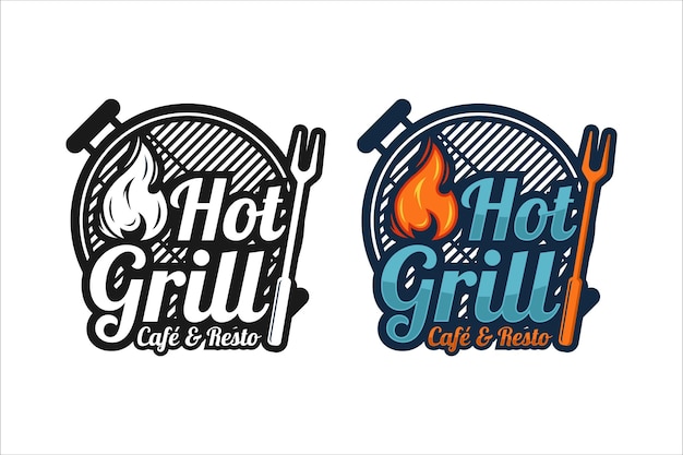 Hot Grill Cafe And Resto 프리미엄 디자인 로고