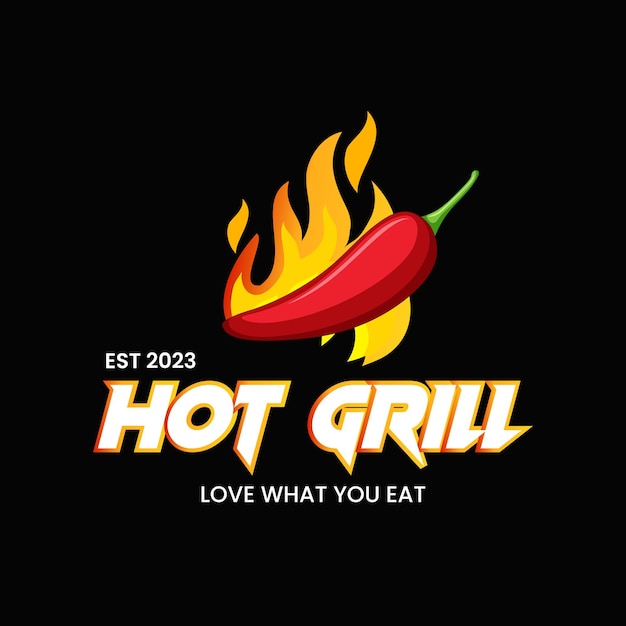 Hot Grill Logo Design Vector