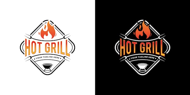 Hot grill logo sjabloon vectorillustratie