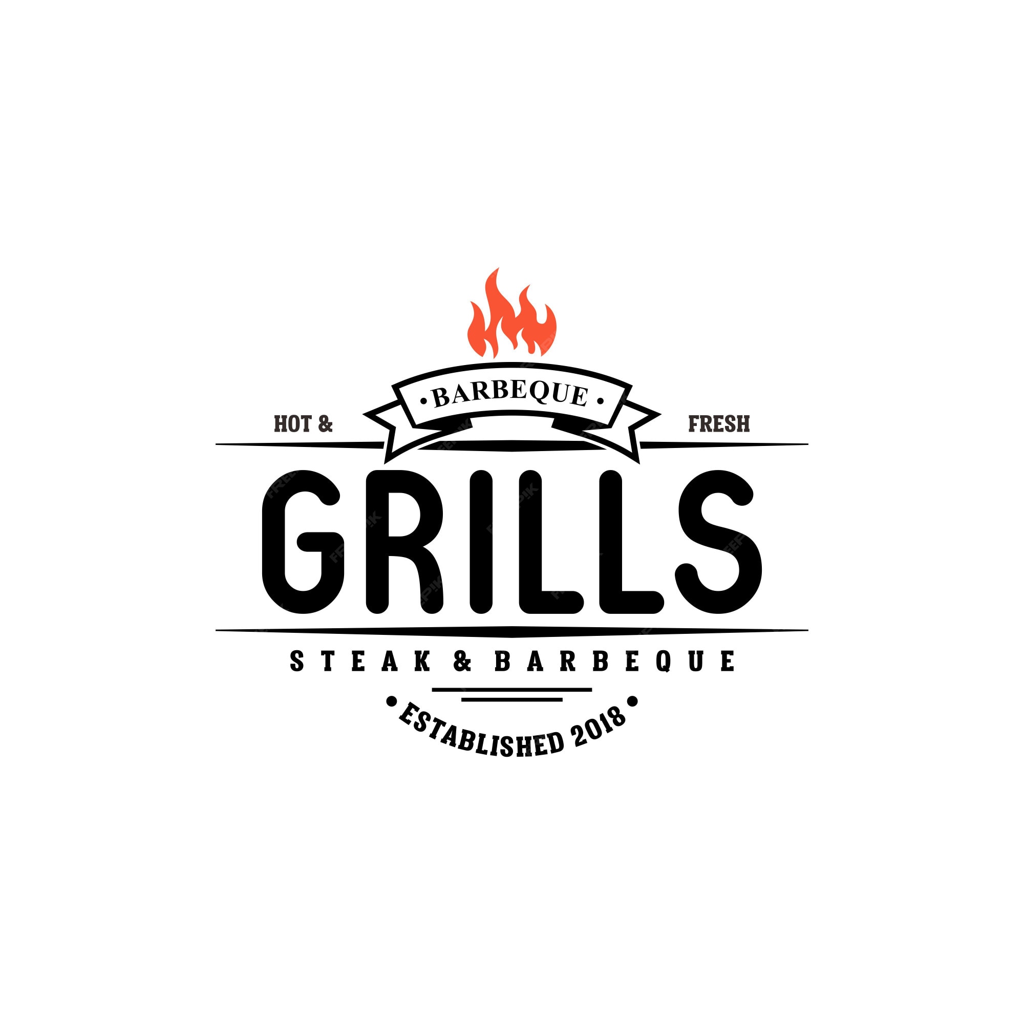 Premium Vector | Hot grill logo templates