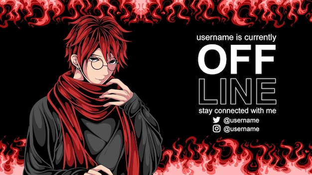 Vettore banner offline illustrazione ragazzo caldo per contrazione