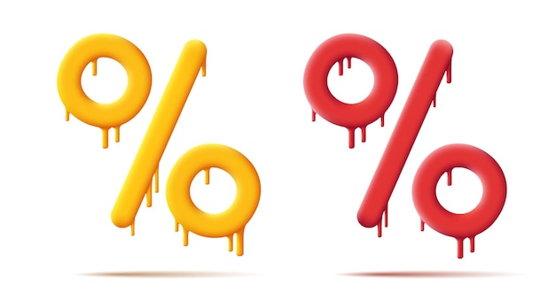 Hot kortingen 3d procentteken smelten geïsoleerd