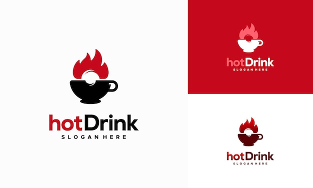 Hot mug logo designs concept vector, hot fire drink logo template icon symbol