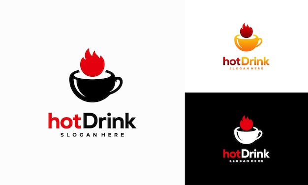 Hot Mug logo designs concept vector, hot Fire Drink logo template icon symbol