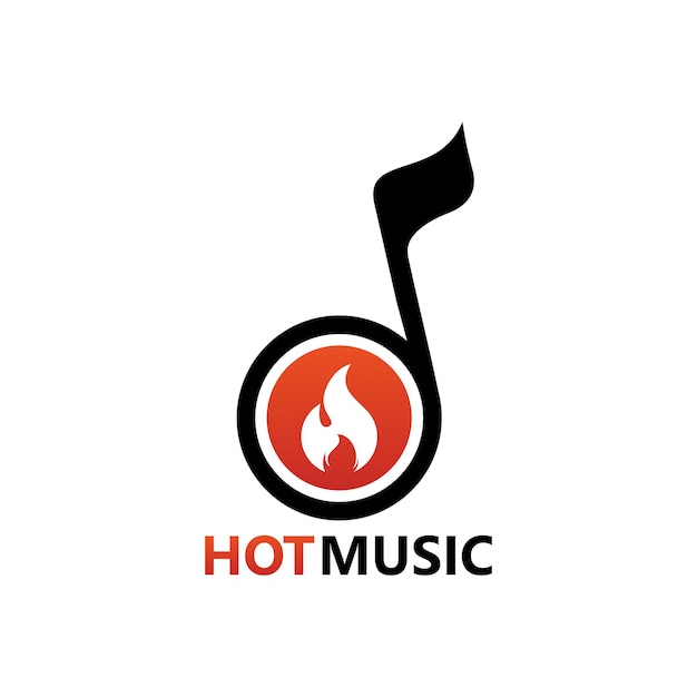 Вектор дизайна шаблона логотипа hot music, эмблема, концепция дизайна, творческий символ, значок
