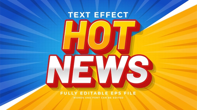 Vector hot news 3d vetgedrukte tekst effect