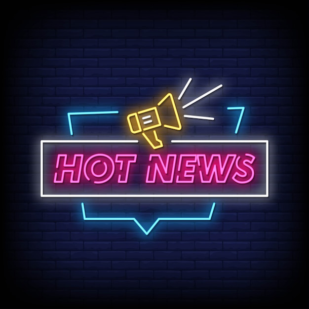 Hot news neon signs style text