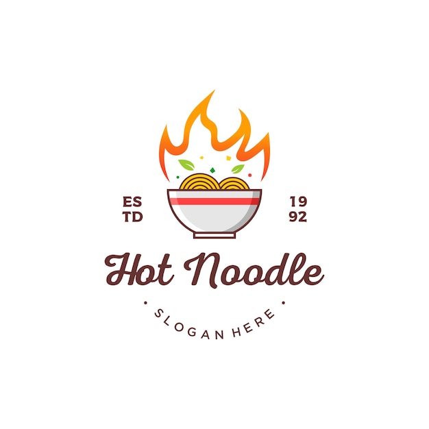 Hot noodle logo design illustrazione vettoriale