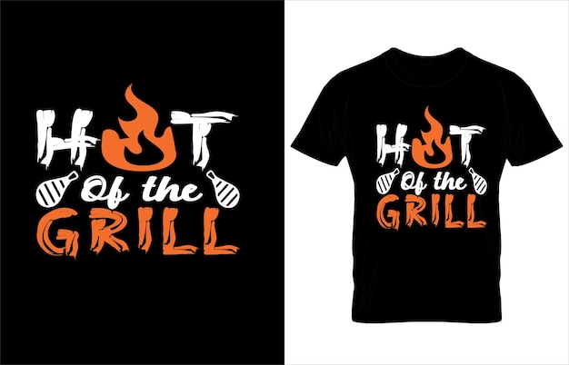 Vettore hot_of_the_grill_bbq_typography_t_shirt_design.