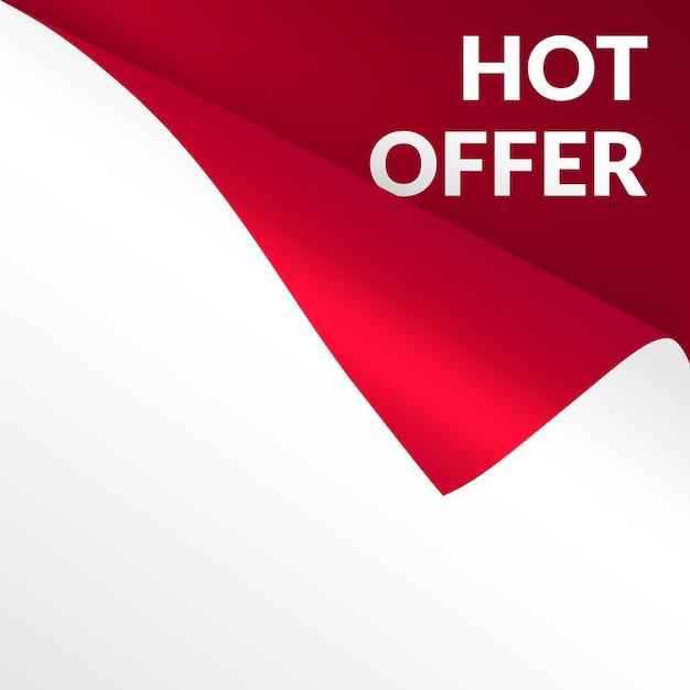 Hot offer banner promo page corner realistic mockup