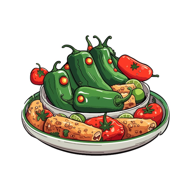 Vector hot peppers vegetarian food