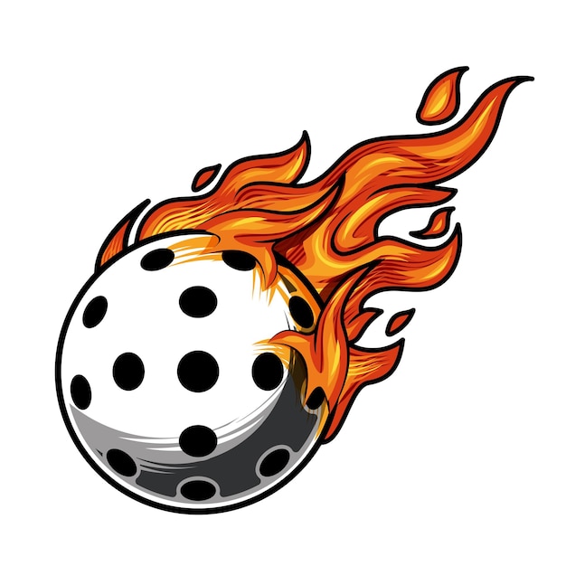 ホット ピックル ボール火ロゴ シルエット ピックル ボール クラブ グラフィック デザイン ロゴやアイコン ベクトル イラスト