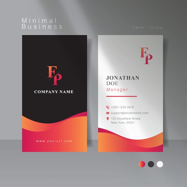 Hot pink curve minimal business card