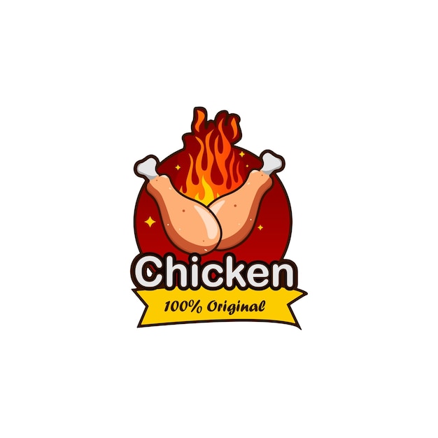 Vector hot pittige kippenvleugels vector logo of symbool sjabloon geschikt voor restaurant en cafee
