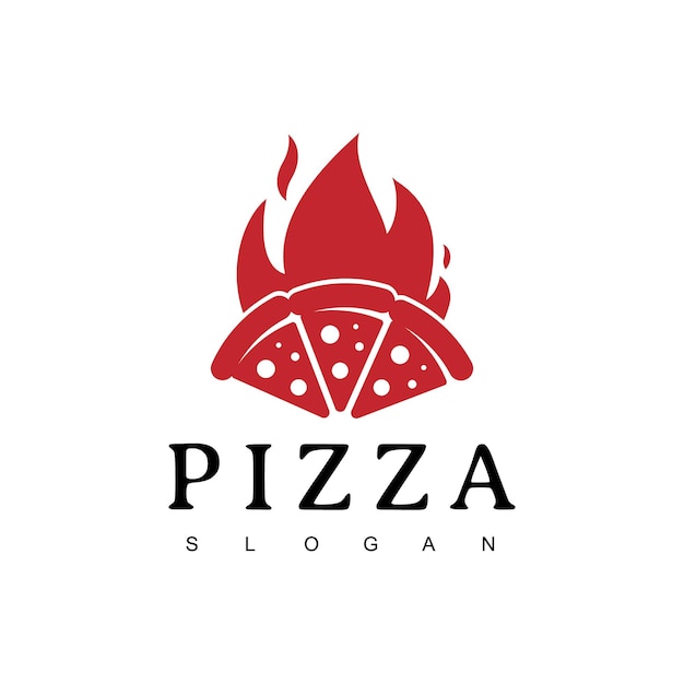 Modello di progettazione del logo della pizza calda illustrazione della pizza piccante