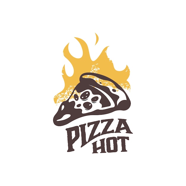 Vector hot pizza logo vector template illustration